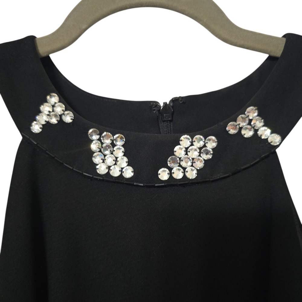 Evan-Picone Black Rhinestone Halter Neck A-Line Cocktail Dress Womens 10